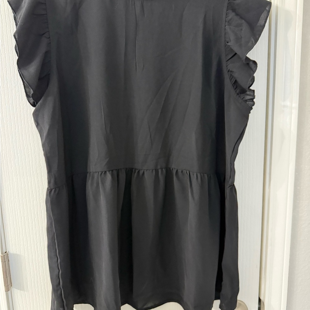 Elegant Black Ruffle Sleeve Women's Top
